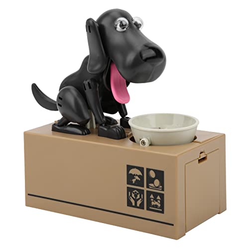 Eminchu Tirelire Robotique pour Chien, Tirelire Automatique, Banque de Mouvement avec Design Mange-Sauve, Idéale pour Les Enfants à Partir de 3 Ans (Black)