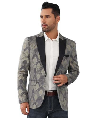 Men's Tuxedo Suit Jacket Floral Dinner Jacket Party Prom Wedding Blazer Jackets Slim Fit One Button Shawl Lapel Suit Jacket