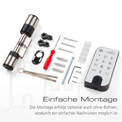 BURG-WÄCHTER Elektronisches Türschloss, Zylinder und Keypad, Öffnung mit App, Fingerprint, Pincode oder Funkschlüssel, ENTRYeasy 7602 FP, Schwarz/Edelstahl, Biometrisch - 7