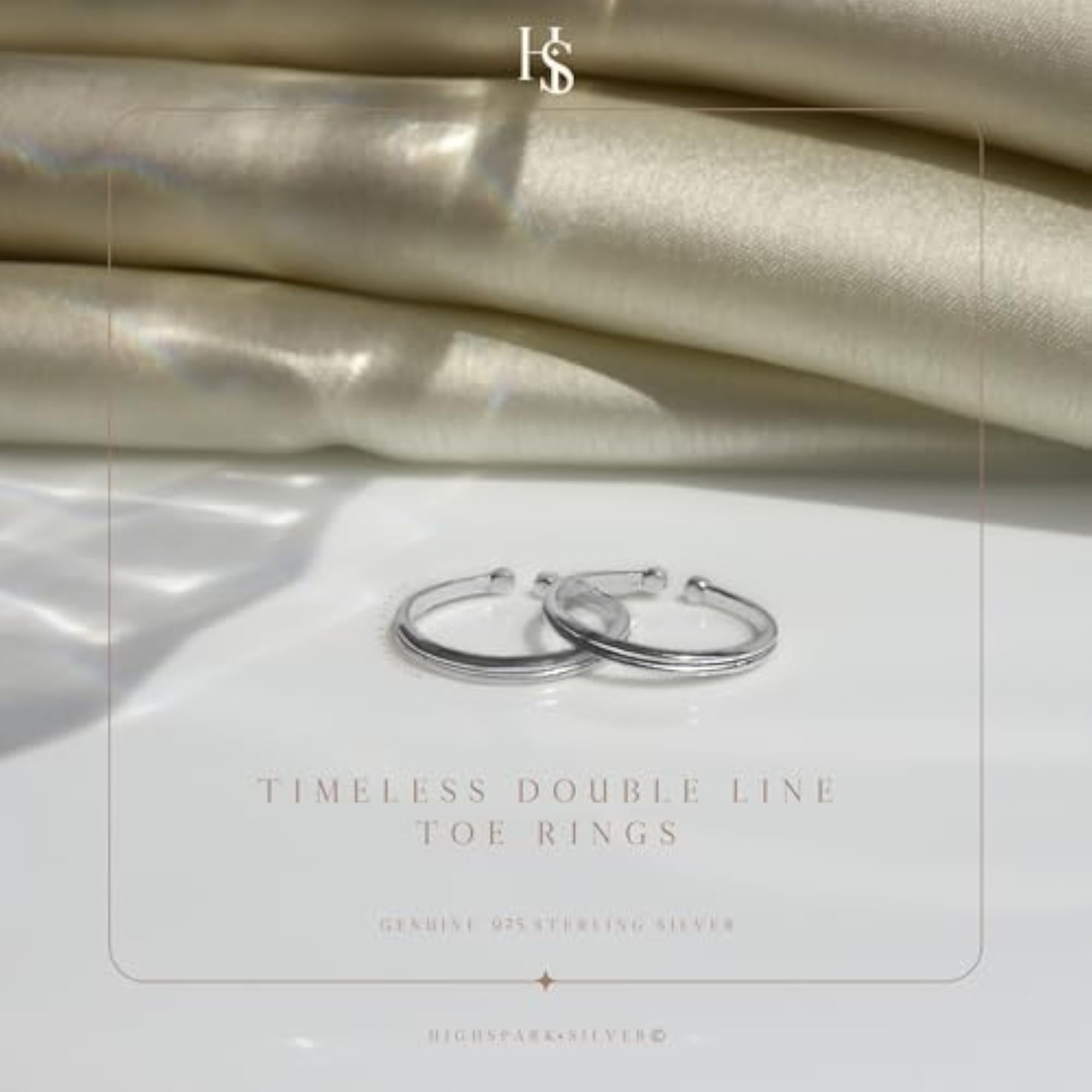 92.5 Sterling Toe Rings Adjustable Contemporary Style & Stunning Shine