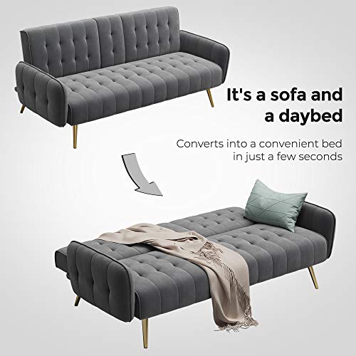 Vasagle Sofa Bed, Convertible Couch With 2 Cup Holders And Removable Armrests, For Compact Living Space Apartment Dorm Office, 72 X 33.9 X 30.7 Inches, Gray #TOP4
