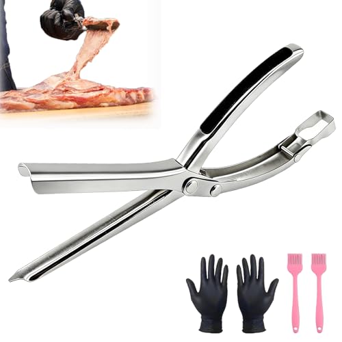 Rib Membrane Removal Tool,Stainless Steel Rib Prep Tool Membrane Remover,Ergonomic Rib Skinner for BBQ Accessories,Kitchen Gadgets Utensils for Grill Set,Dishwasher Grilling Accessories (1 Set)