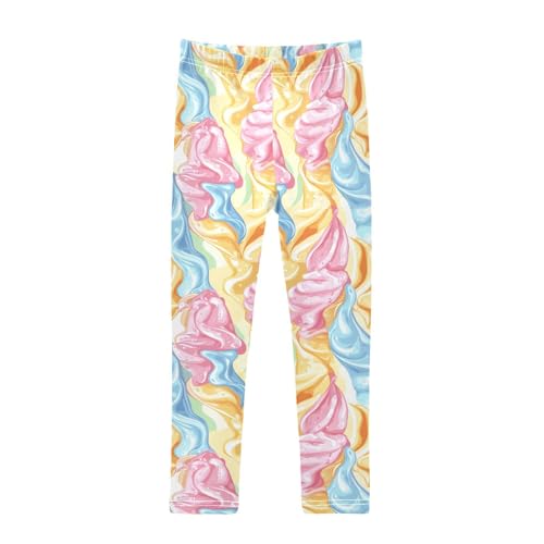 Ice Cream Colored Food Girls Casual Leggings for Kids Printed Long Pant Bottoms Stretch and Soft