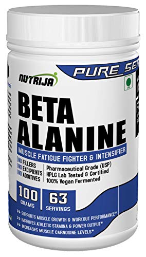 Image of NutriJa Beta Alanine Powder 100g - Unflavoured | Pre Workout Amino Acid Supplement | For High Intensity Training, Workout Endurance & Active Lifestyle | Gym Supplement