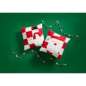 Mud Pie Sman Quilted Christmas Pillow, 18" x 18", RED Mud Pie Sman Quilted Christmas Pillow 18 x 18 RED