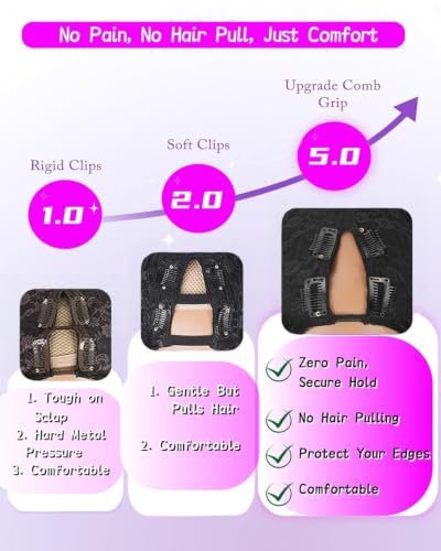 200% Density Glueless U Part Upgraded 26inch V Part Kinkystraight Wig Human Hair with Drawstring 100% Natural Unprocessed Human Hair Wigs for Women No Sew in V Shape Clip In Half Wig Human Hair — view 6
