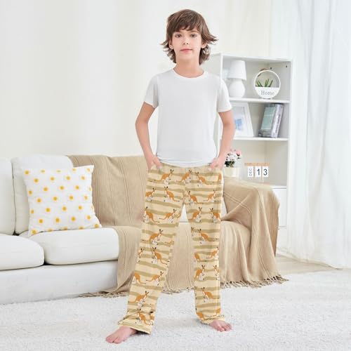 Boys' Pants Kangaroo Animal Stripe Pattern Long Bottoms Jogger Pants Elastic Waist Trousers with Pockets S-XL3