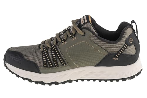 Skechers Skechers Men's Escape PlanTrainers, Olive Leather Mesh Black Trim, 44