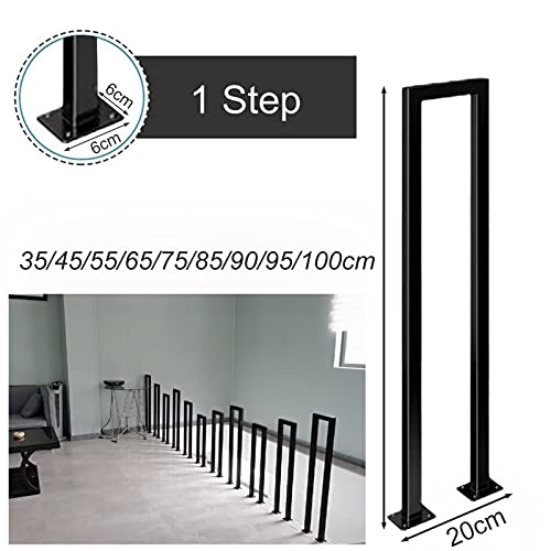 Rambarde d'escalier extérieure robuste en fer forgé noir mat de 65cm durable - 3