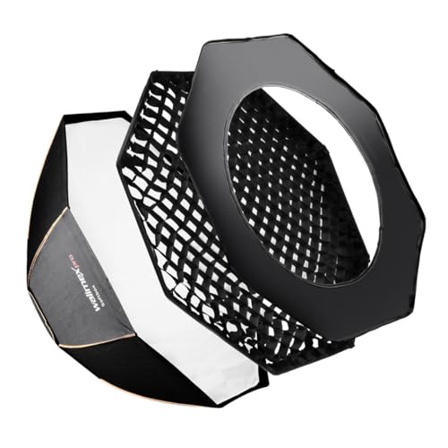 Contenuto della confezione: 1 x Walimex Pro Octagon Softbox PLUS OL Ø120 ElinchromSoftbox adattatore incl. softbox, aste, diffusore posteriore, diffusore anteriore e borsa per il trasporto