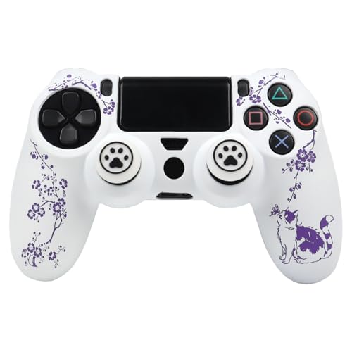 Image of Cat Among Blossoming Branches Design Controller Skin Cover with 2 Thumb Grips Compatible with PS4 /Playstation 4 Slim /Pro Controller