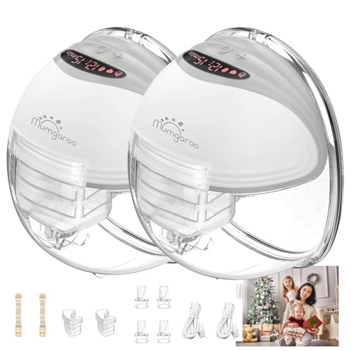 Image of Mumgaroo 2 Pack Hands Free Wearable Breast Pump - Built-in Pump Design, LED Display with 3 Modes & 12 Levels, Ultra-Quiet Electric Pump, Rechargeable, Multifunctional & Portable, 24/27mm