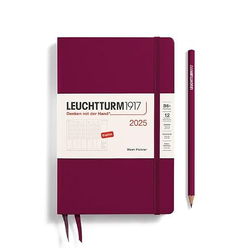 LEUCHTTURM1917 371022 Weekly Planner Paperback (B6+) 2025, Port Red