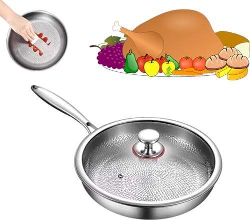 Titanium Non-Stick Hammered Frying Pan 8" with Lid | Durable Cookware for Healthy Cooking | Professional Grade Titanium Cookware