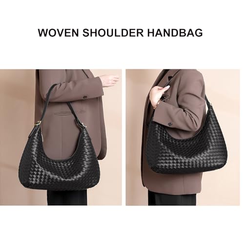 Bolso de hombro tejido de cuero vegano para mujer miniatura 5