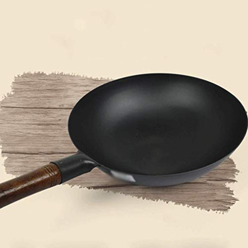 Wok de acero al carbono con mango de madera 32 cm miniatura 2