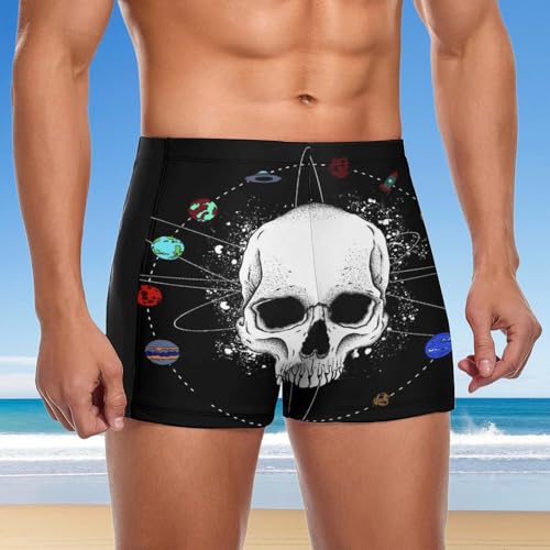 Maillot de bain boxer homme blanc Planète Crâne séchage rapide - 4