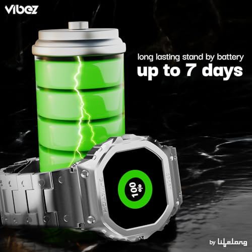 Image of Vibez Vintage Luxury Smart Watch for Women&Men with 1.57 inch Tft Hd Display,Metal Straps,Health Monitoring,Bluetooth Calling Smartwatch,Ip67,Sports Mode,Unisex Smartwatch for Men&Women (Silver)