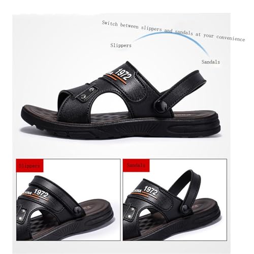 CLSQLXYJZC Casual Sandals for Men Shoes, Men's Slip-On Open Toe Soft-Soled Beach Shoes with Arch Support, Summer Breathable Waterproof Flat Sports Sandals, for Walking Around Town, Running Errands2