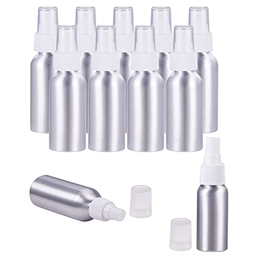 PH PandaHall 8 Pack 4-Ounce (120ml) Aluminum Fine Mist Spray Bottles Platinum Metal Atomizer Bottles for Travel, Storage