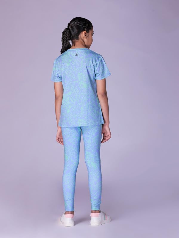 Image of Girl's Activewear Workout Set 2 Piece Athletic Sets Dry Fit Printed Tees And Leggings Yoga Running Dance 4-14Y