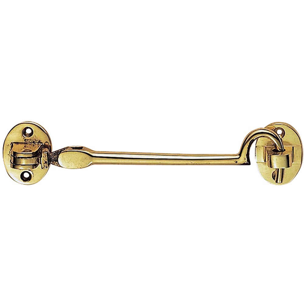 Loops Lightweight Cabin Hook & Eye Polished Brass 102Mm Arm Cabinet Hatch Lock