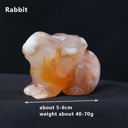 Pierre précieuse sculptée agate cerise lapin pour collection