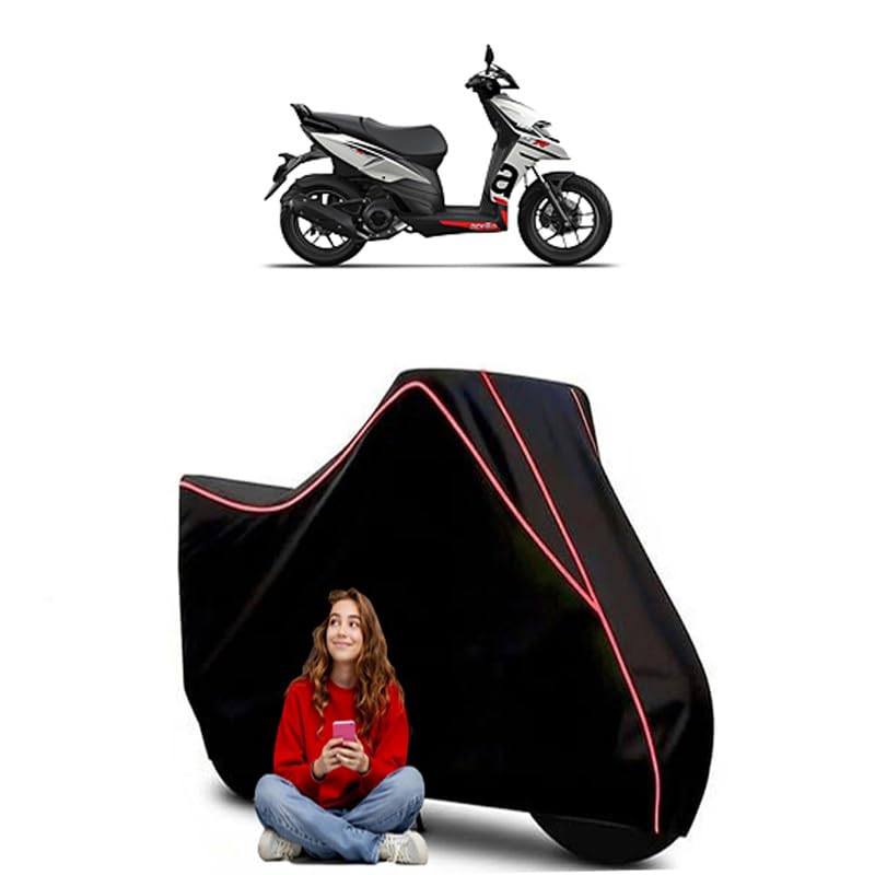 Image of SR Scooty Bike Cover Water Resistant Outdoor Use Universal Fit Scooters Motorcycles Heavy Duty UV Protection Dust Rain Scratch Resistant Elastic Bottom Black Blue Piping