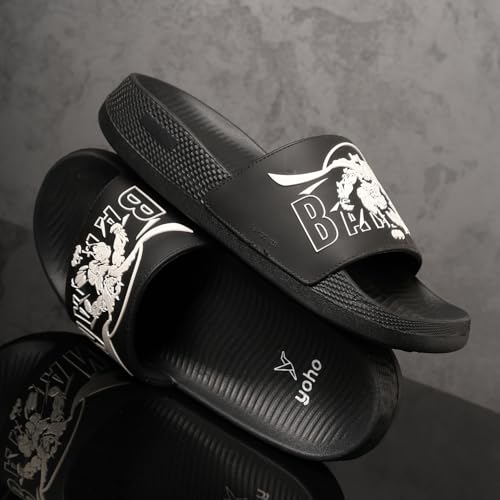 Image of YOHO Batman: Dark Knight Sliders for Men, Comfortable and Lightweight Slides, Footwear for Man & Boys, Official WB Superhero Merchandise -004