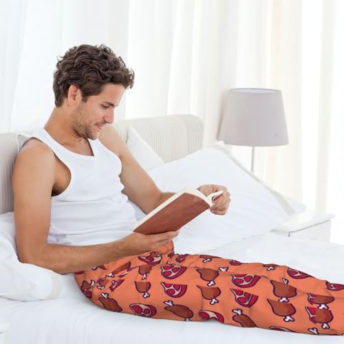Cartoon Meat Print Adult Sleep Lounge Pajama Pants,Men Pajama Bottoms With Pockets Drawstring3