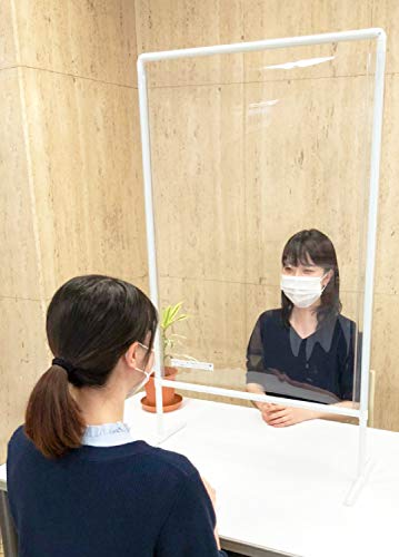 【日本製】銀イオン抗菌剤配合 窓付簡単組立 飛沫防止 透明パーテーション W650×H1050mm