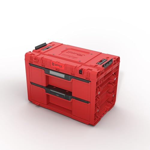 Qbrick System Boîte à Outils Vide - 2 Compartiments - Malette Outils - 542 x 335 x 369 mm Rouge
