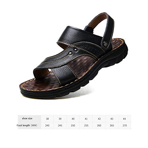 LZK Sandalias para hombre: sandalias de punta abierta de verano duraderas, sandalias de cuero genuino Parte inferior gruesa, zapatos de playa transpirables y casuales, dos formas de vestir