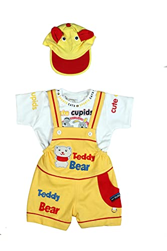 Image of Baby Boy's And Baby Girl's Dungaree Set /Romper Set with T-Shirt And Cap