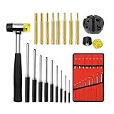 ロールピンパンチセット、収納ポーチ付き、鍛冶パンチ取り外し修復ツール、ベンチブロックピンパンチとハンマー付き、使いやすい