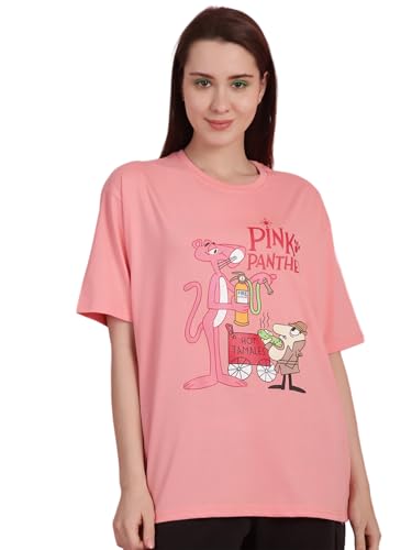 Image of Preneum Women's Cotton Cool Graphic Printed Baggy Fit Drop-Shoulder Sleeves Cotton Oversized T-Shirt