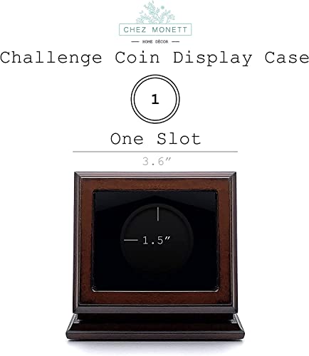 Image of Challenge Coin Display Case Walnut Color 1.5-1.75 Inch 38-44.5 mm Coin Holder 1 Slot