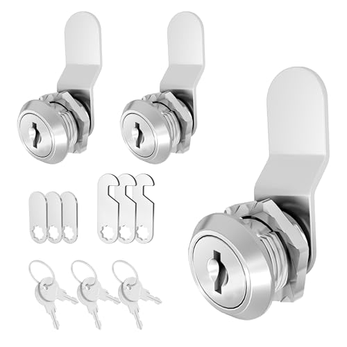 Ymtzfu 3 Pcs Cabinet Locks with Keys, 5/8 Inch Cam Lock Keyed Alike, RV Lock for RV Storage Door, Cabinets and Drawer, Toolbox Locks with Keys, Zinc Alloy