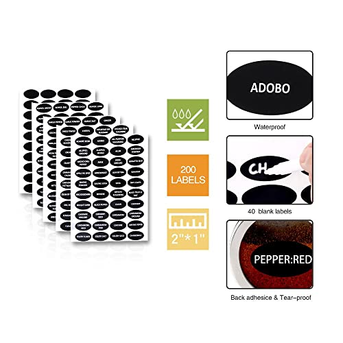 Hanindy 24 Magnetic Spice Tins, 200 Spice Labels, 4 Stainless Steel Measuring Spoons Magnetic Spice Containers Organizer Storage Condiment Jar Set Of 24, Clear Lid, Sift And Pour #TOP3