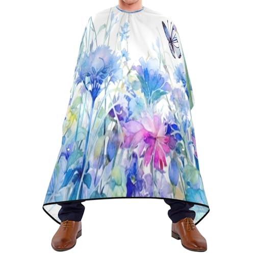 Capa de peluquería profesional impermeable MAOBLYR con cierre ajustable y diseño Watercolor Flower Field miniatura 1