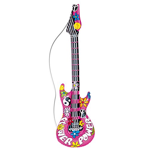 Amakando Rockstar, Chitarra Acustica Decorativa, in Gomma, Hippie Rocker, Gonfiabile, per Feste, Strumento Musicale