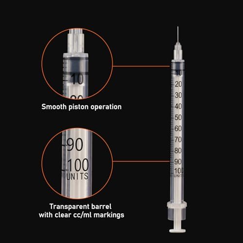 U-100 1ml 31ga 일회용 주사기 및 31G x 6mm (1/4") 바늘 100팩 — 사진 5