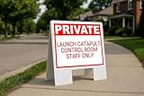 Launch Catapult Control Room Staff Only Private Plastic Sign Red Folding Plastic A-Frame Double Sided 23x23 in. Sign