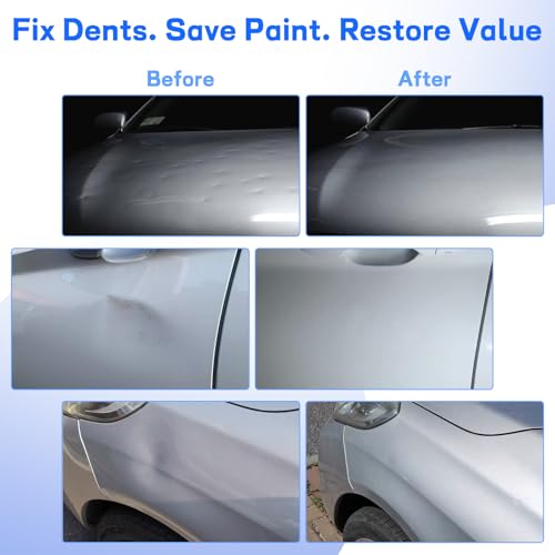 Image of PDR Paintless Dent Repair Kit, Car Dent Removal Tools with 100W Glue Gun, Puller, Tabs, Rubber Hammer, Mini Suction Cups - Professional Auto Body Dent Repair Tools for Car Small Dents & Hail Dent