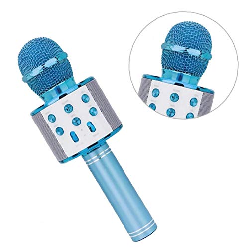 Multifunktionale Tragbare Bluetooth-mikrofon Wireless-karaoke-mikrofon-lautsprecher Für Singen Party-musik-wiedergabe Mit Akku Blau – Bild 3