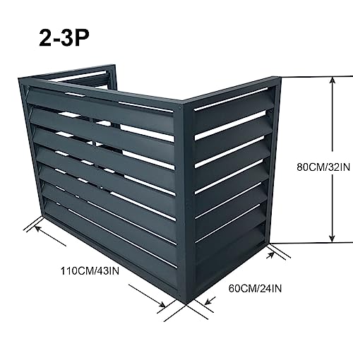 Klimaanlagenabdeckung Aluminium- Klimaanlagen- und Wärmepumpenabdeckungen, Außenklimaanlagenabdeckung, Klimaanlagenrahmen aus Aluminiumlegierung, Lamellengitter- Staubschutz-3