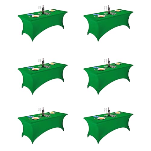 Image of FORLIFE 6Pack Spandex Table Covers 6ft,Fitted Tablecloth for 6ft Rectangular Tables, Stretch Patio Table Covers, Universal Spandex Table Cover for Wedding, Banquet, Party - Emerald