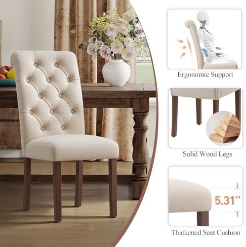 MALOL Upholstered Tufted Dining Room Chairs - Thumbnail 4