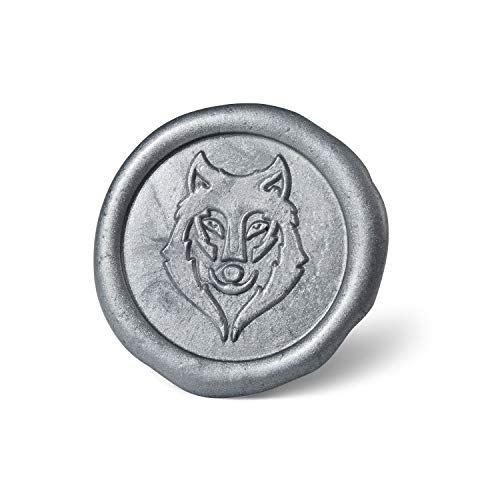 Mceal Wax Seal Stamp,Silver Brass Head with Rosewood Handle, 1.2"(30mm) Dia, Wolf