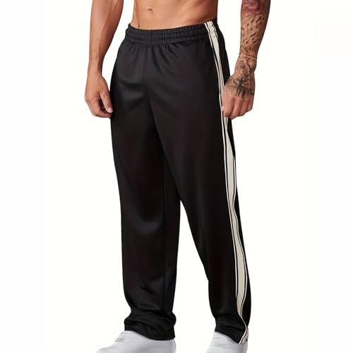 Mens Casual Sweatpants Striped Jogger Lightweight Workout Stretch Trousers Drawstring Elastic Waist Breathable Pants